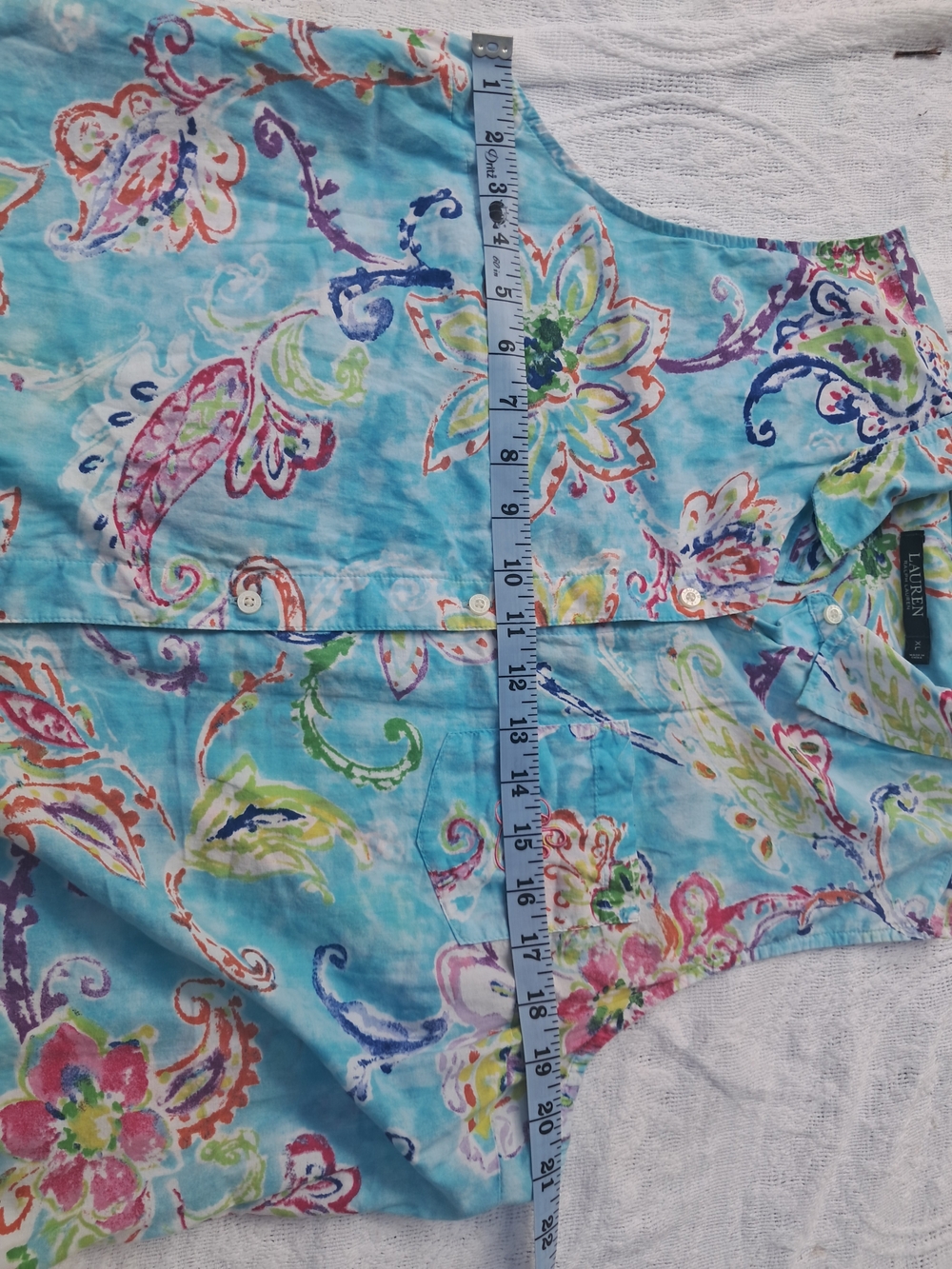 Ralph Lauren Turquoise Multicolor Floral Print Top - Picture 7 of 9